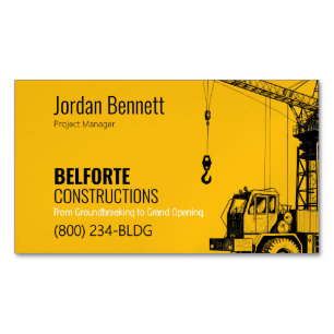 Cartão De Visitas Magnético Construção Moderna   Yellow & Crane Design