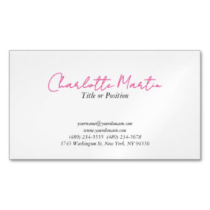 Cartão De Visitas Magnético Consultor Chefe Gerente Rosa Profissional Branco