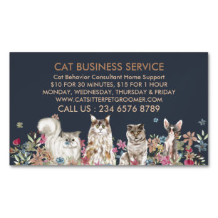 Cartão De Visitas Magnético Consultor de Comportamento de Gatos Apoio Domicili