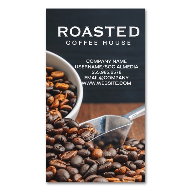 Cartão De Visitas Magnético Coop de feijão de café (Frente Vertical)