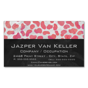 Cartão De Visitas Magnético Cor-de-rosa Dalmático e Impressão branco