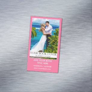 Cartão De Visitas Magnético Cor-de-rosa de promoção do livro de autor do esc
