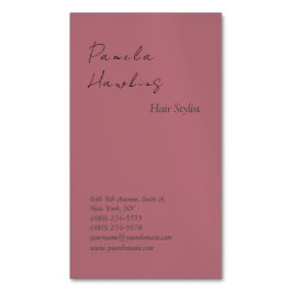 Cartão De Visitas Magnético Cor na moda de ouro simples rosa profissional