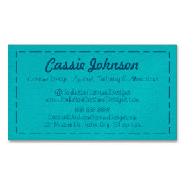 Cartão De Visitas Magnético Couro Falsa Moderno Turquesa
