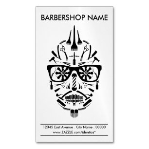 Cartão De Visitas Magnético crânio de açúcar de barbearia