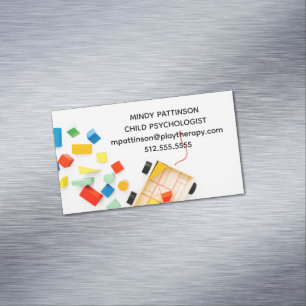 Cartão De Visitas Magnético Criança Psicóloga Tocar Toy Bloqueia Foto
