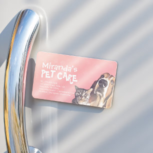 Cartão De Visitas Magnético Cuidados dos animais de estimação que sentam-se