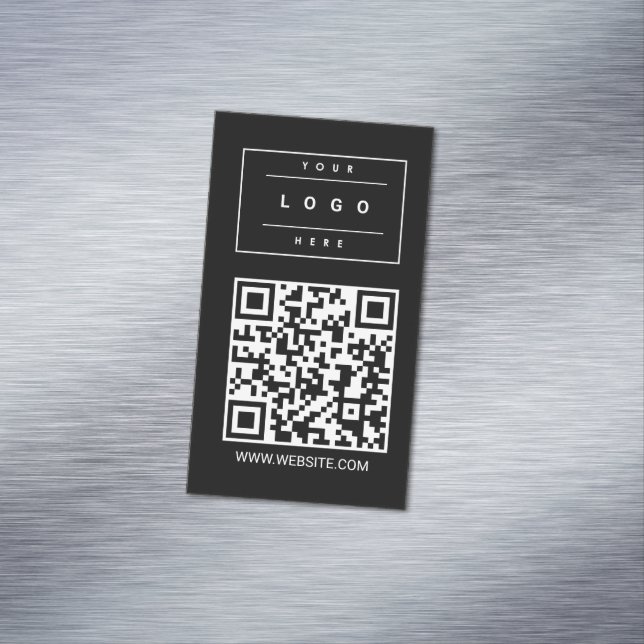 Cartão De Visitas Magnético Custom Black Business Logo and Website Magnet Card (Posição Original)