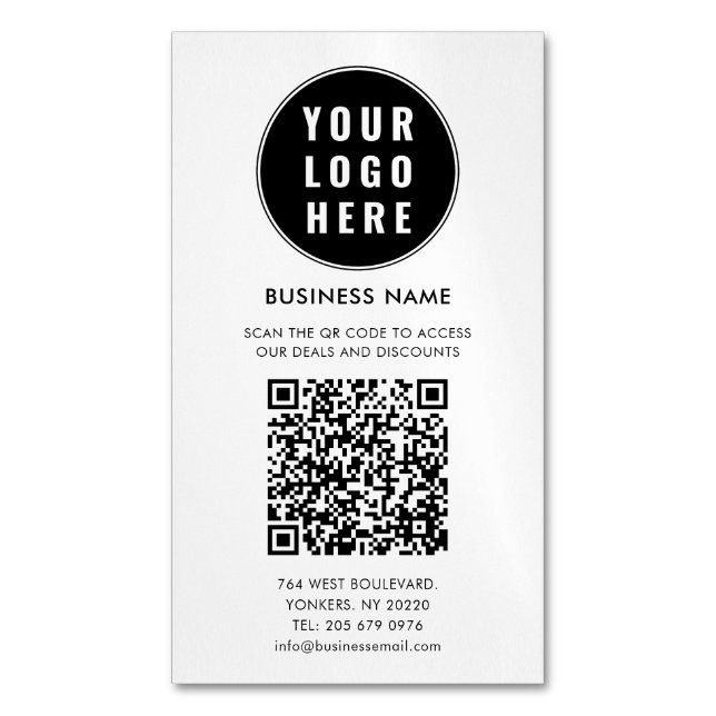 Cartão De Visitas Magnético Custom QR Code Modern Logo Minimalist (Frente Vertical)