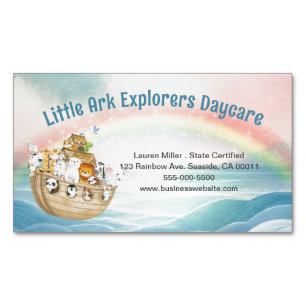 Cartão De Visitas Magnético Cute Childcare Daycare Noah's Ark