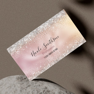 Cartão De Visitas Magnético Cute monograma falso brilhante dourado-rosa estilo