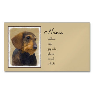 Cartão De Visitas Magnético Dachshund (Wirehaired) Pintura Original para Cacho