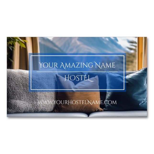 Cartão De Visitas Magnético Delicado de Foto Na moda Luxury Elegante Azul (Frente)