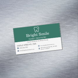 Cartão De Visitas Magnético Dental Dentistry Office Green