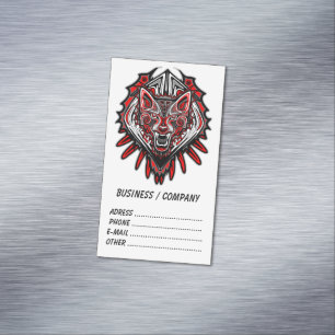 Cartão De Visitas Magnético Desenho de Totem Tribal Haida de Lobo