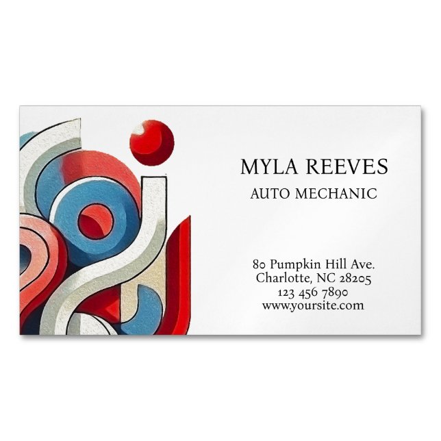 Cartão De Visitas Magnético Design abstrato vibrante personalizado (Frente)