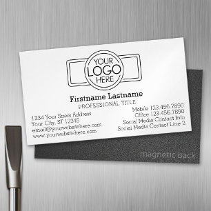 Cartão De Visitas Magnético Design Clássico com Logotipo e Informações de Cont