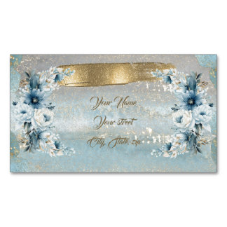 Cartão De Visitas Magnético design de arte floral com brilho simulado elegante