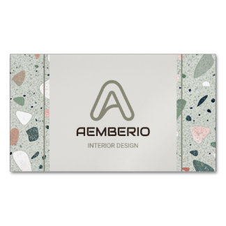 Cartão De Visitas Magnético Design de Interiores Terrazzo 