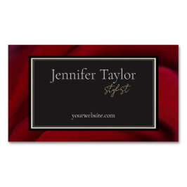 Cartão De Visitas Magnético Design Floral Vermelho Elegante - sofisticado e mí