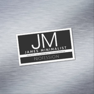 Cartão De Visitas Magnético Design mínimo profissional moderno   Preto & Branc