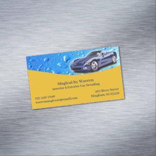 Cartão De Visitas Magnético Detalhe Automotivo Gotículas de Água