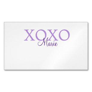 Cartão De Visitas Magnético Dia de os namorados Xoxo adicione nome pastel roxo