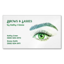 Cartão De Visitas Magnético Dois Nomes Brotam Lashes Tech Green