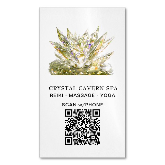 Cartão De Visitas Magnético *~* Dourado Cristal QR Mágico de Espumação Cósmica (Frente Vertical)