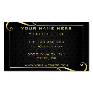 Cartão De Visitas Magnético Dourado Quadro Luxo Texto do Ouro Black Profession