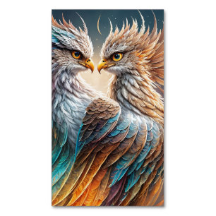 Cartão De Visitas Magnético Dupla majestosa pássaro de fenix, pintura a óleo,