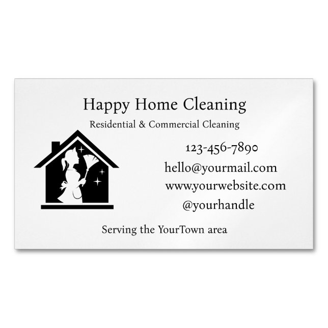 Cartão De Visitas Magnético Editable House Cleaning Business Card  (Frente)