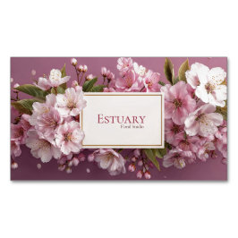 Cartão De Visitas Magnético Elegante Cherry Blossom Garland Mauve