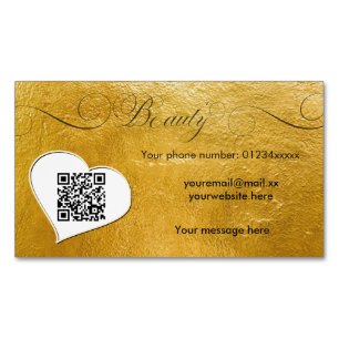 Cartão De Visitas Magnético Elegante código Qr dourado falso minimalista salão