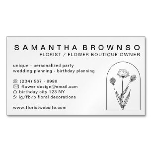 Cartão De Visitas Magnético Elegante Girly Dandelion Florist Professional