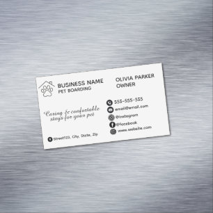 Cartão De Visitas Magnético Elegante Ímã de Hospedagem de Animais Personalizáv