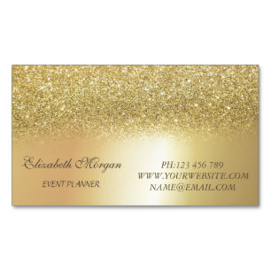 Cartão De Visitas Magnético Elegante Moderno Glitter Dourado Estiloso