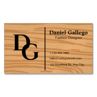 Cartão De Visitas Magnético Elegante Monograma de Madeira Personalizado