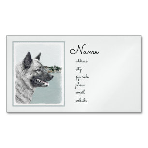 Cartão De Visitas Magnético Elkhound norueguês na pintura da vila - Arte cani