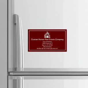 Cartão De Visitas Magnético Empresa de Imóveis Burgundy Casa Moderna