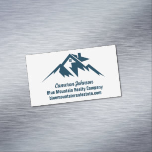 Cartão De Visitas Magnético Empresa de Imóveis da Montanha Azul Branco Persona