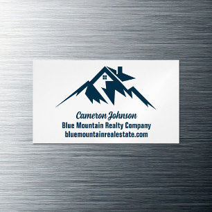 Cartão De Visitas Magnético Empresa de Imóveis da Montanha Azul Branco Persona