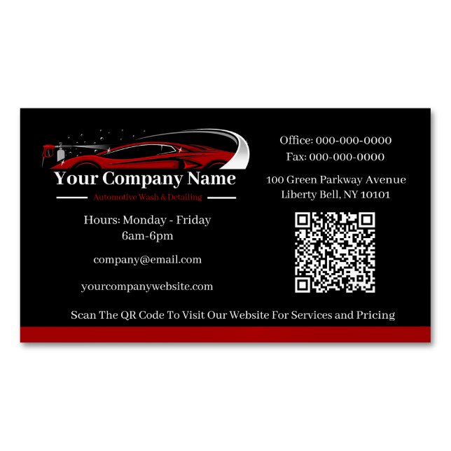 Cartão De Visitas Magnético Empresa de Lava-Automóvel de Detenção Automática P (Frente)