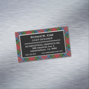 Cartão De Visitas Magnético Escocês Acento Clã Kidd Tartan