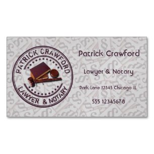 Cartão De Visitas Magnético Escritório do advogado ou de notário com martelo e