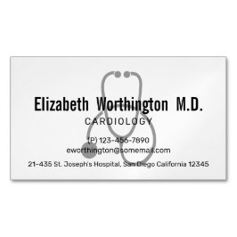 Cartão De Visitas Magnético Estetoscópio de Enfermagem de Cinzas Simples