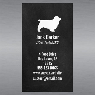 Cartão De Visitas Magnético Estilo de quadro chalkboard Sussex Spaniel