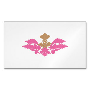 Cartão De Visitas Magnético Estilo Decorativo, Rosa Quente, Latão Antiquado