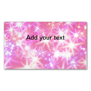 Cartão De Visitas Magnético Estrelas brilhantes cor-de-rosa vermelho simples a