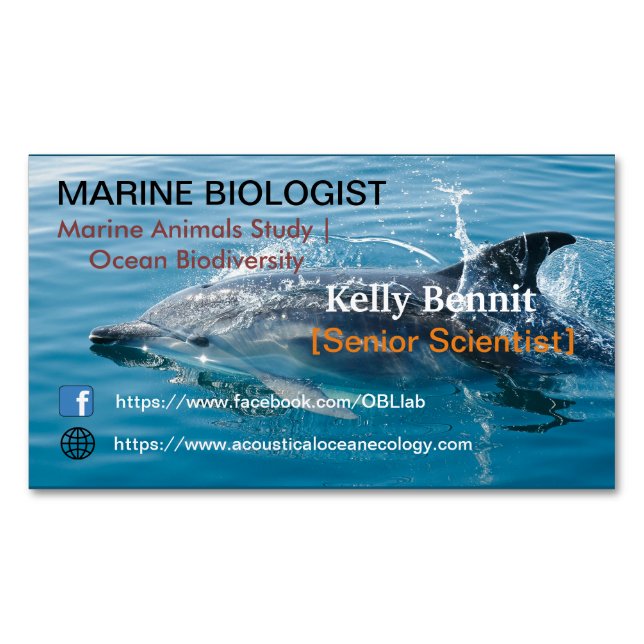 Cartão De Visitas Magnético Estudo clássico da Vida Marinha do Oceano Azul Cla (Frente)